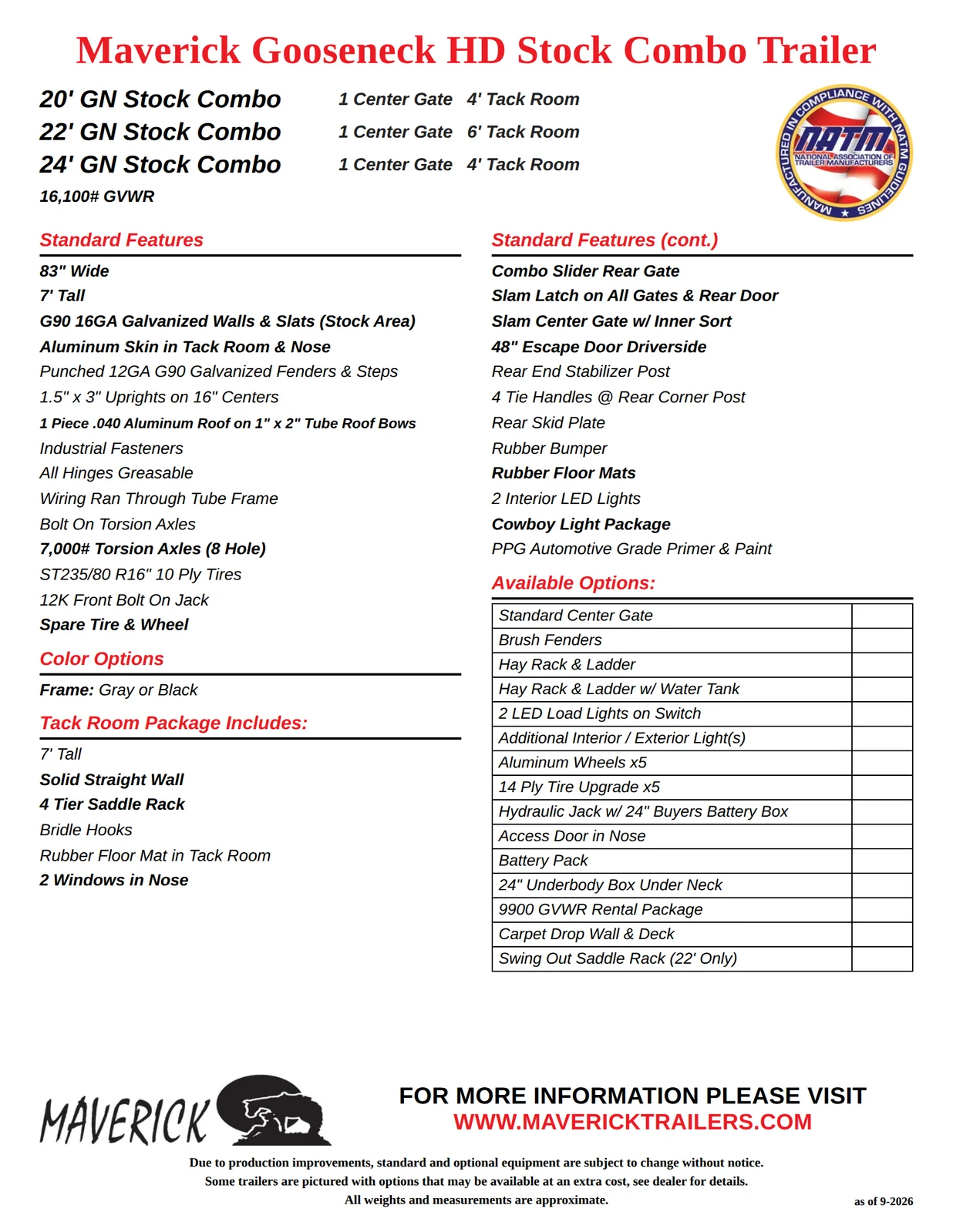 Maverick Gooseneck HD Stock Combo Trailers Brochure
